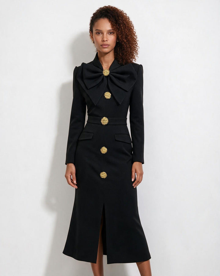 Vianne Bow Detail Tailored Midi Dress