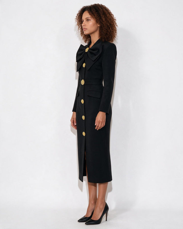 Vianne Bow Detail Tailored Midi Dress