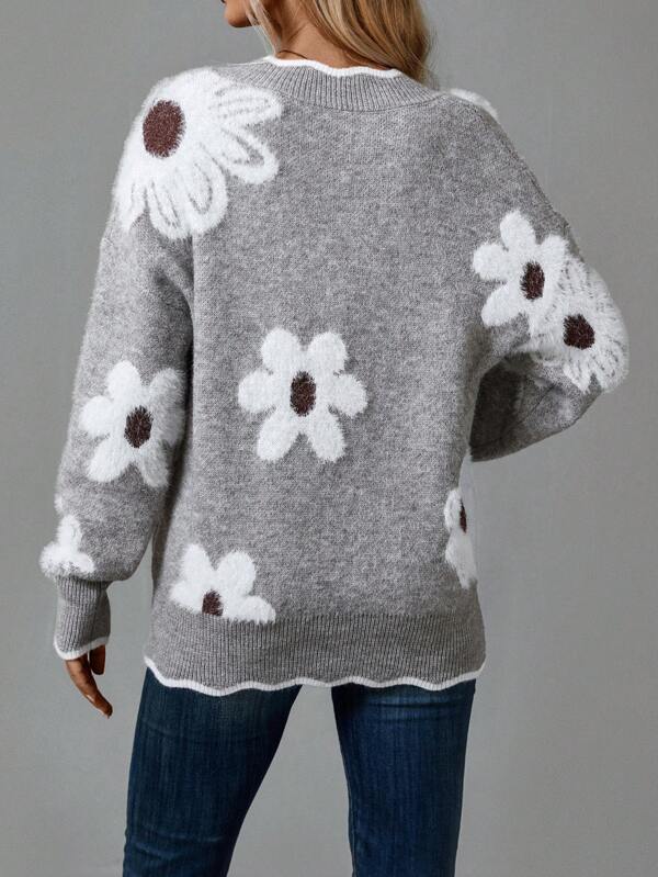 Francesca Floral V-Neck Sweater