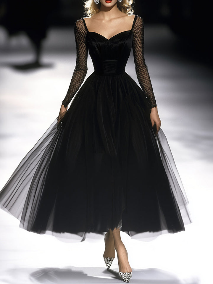 Arkisha Sheer Sleeve Tulle Midi Dress