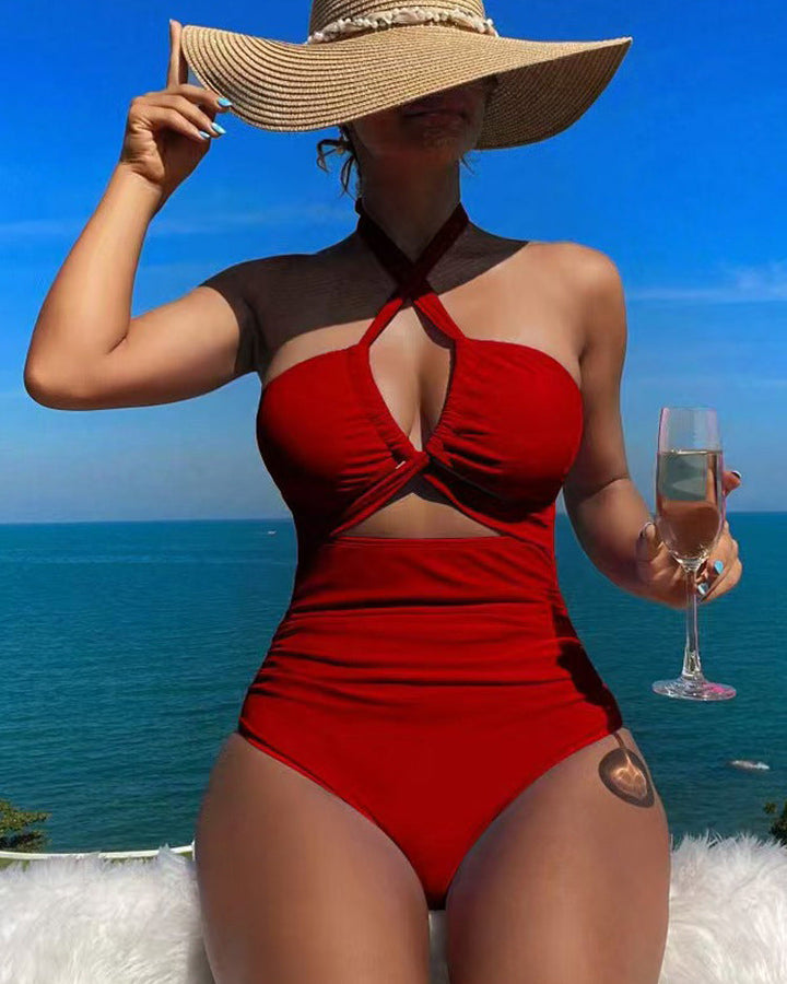 Lindsey Cut-Out Halter One-Piece Swimsuit