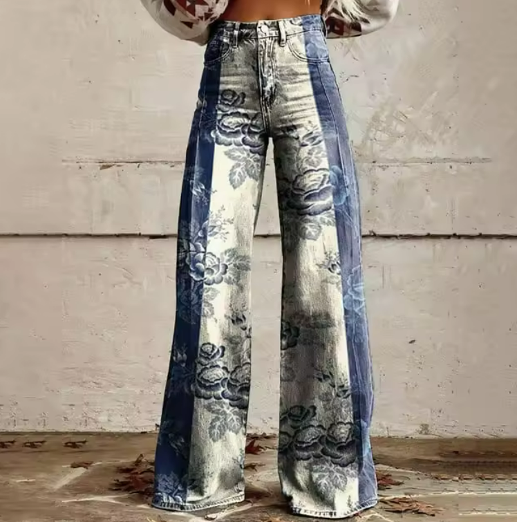 Tallulah Floral Print Wide Leg Jeans