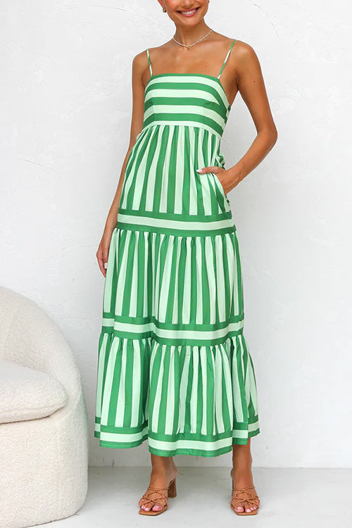 Jera Striped Tiered Midi Dress