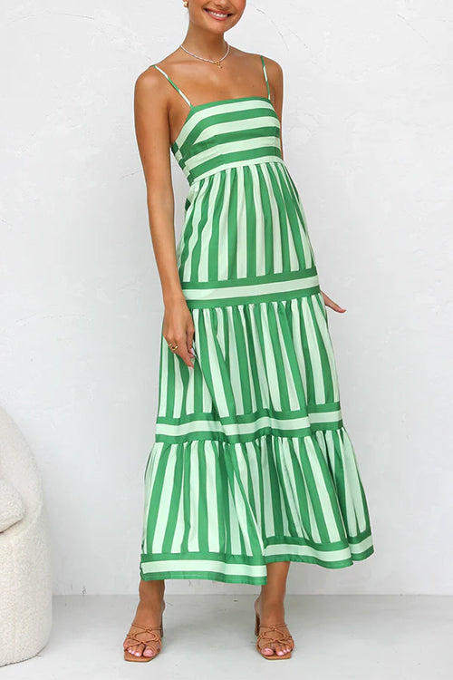 Jera Striped Tiered Midi Dress