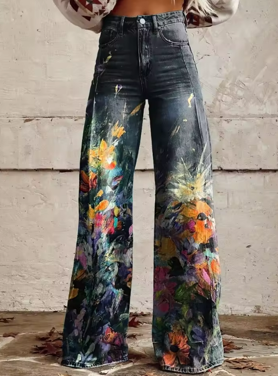 Bia Painterly Floral Wide Leg Jeans