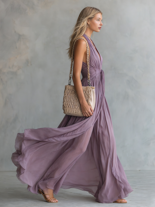 Jamaica Flowing Halter Maxi Dress