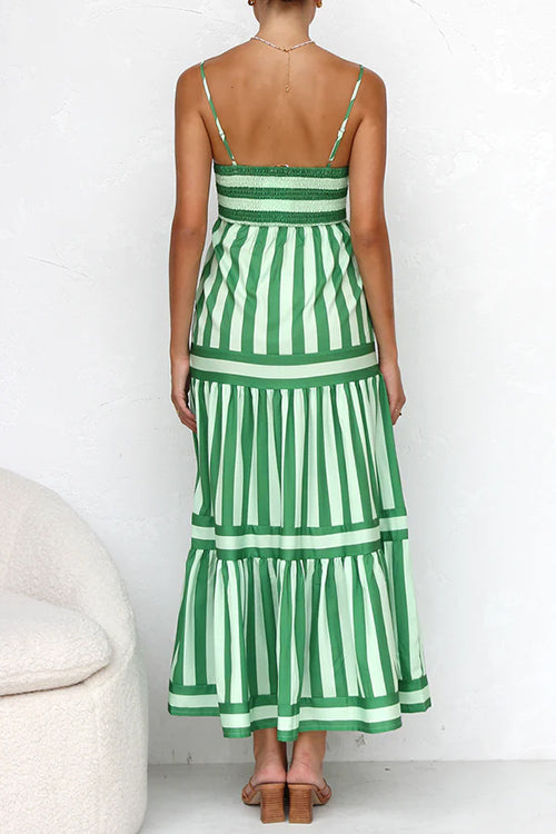 Jera Striped Tiered Midi Dress