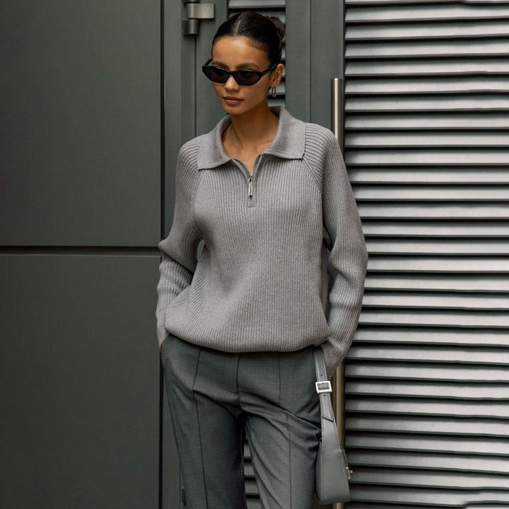Meldy Half-Zip Rib Sweater