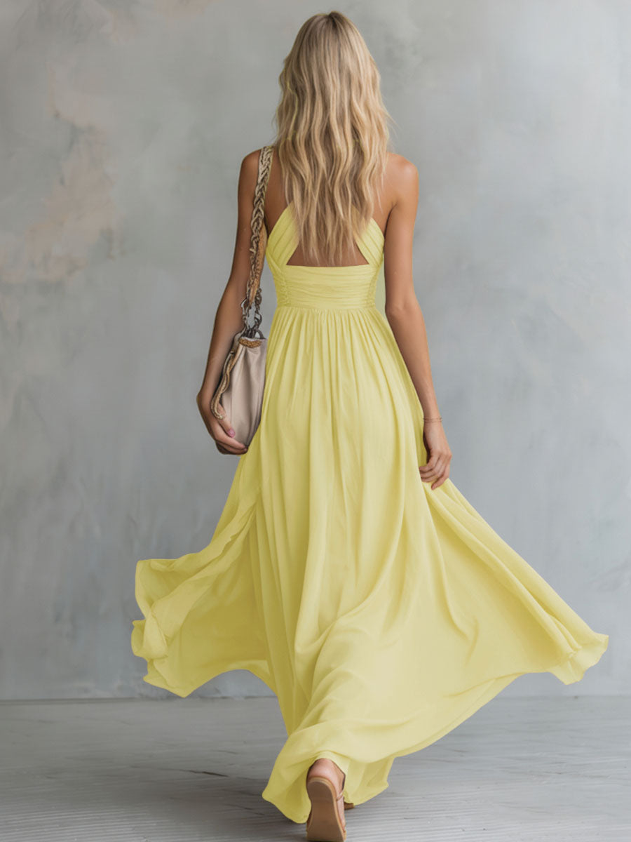 Jamaica Flowing Halter Maxi Dress