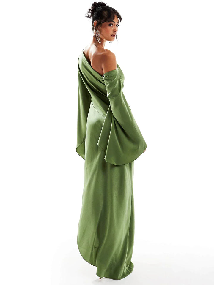 Evelia One-Shoulder Draped Maxi Dress