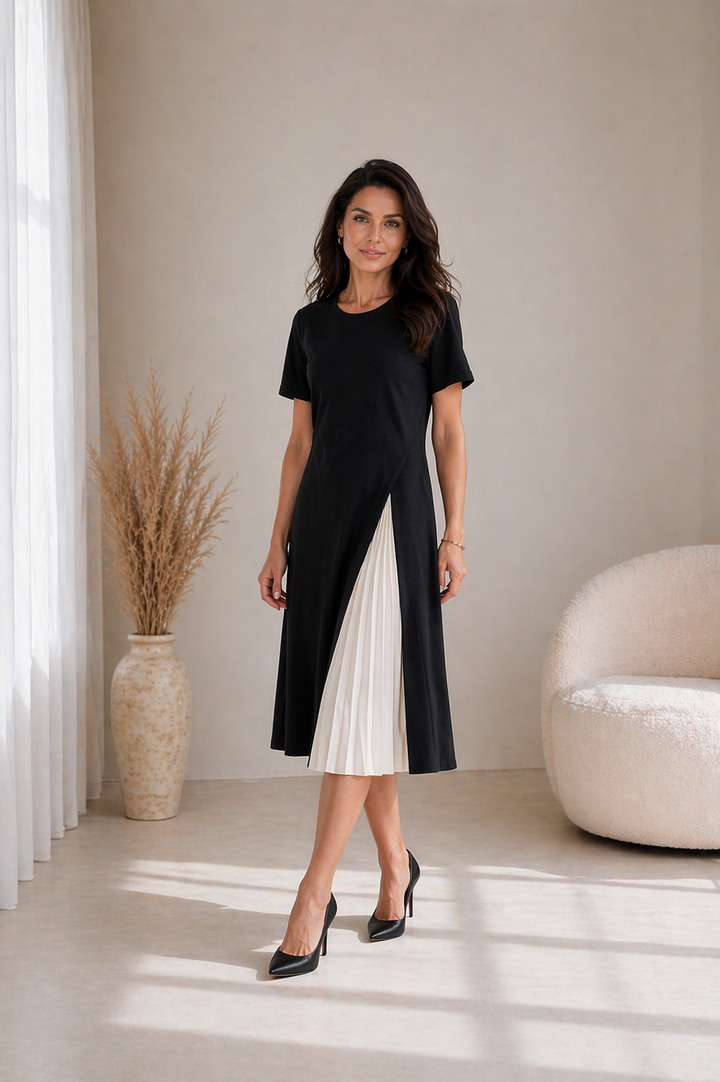 Nayeli Pleated Panel Midi Dress