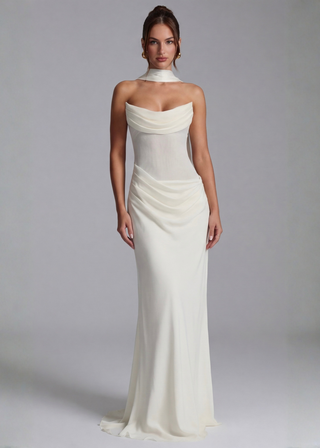 Estelle Sheer Drape Maxi Dress