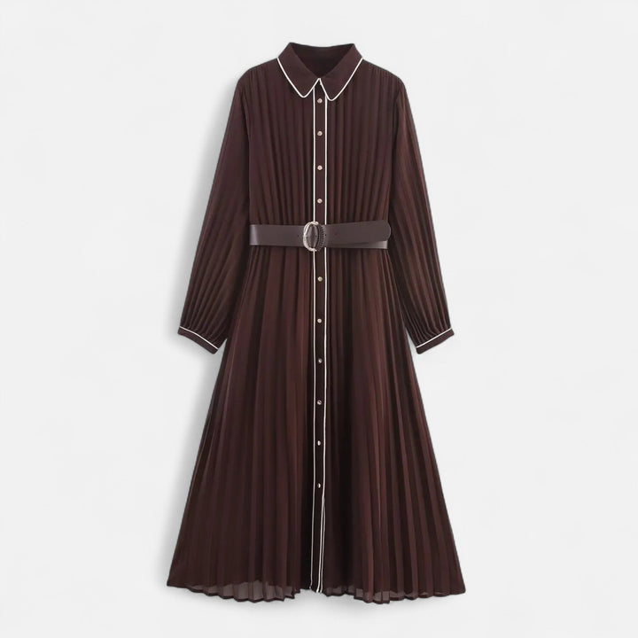 Effie Pleated Belted Shirt Midi Dress
