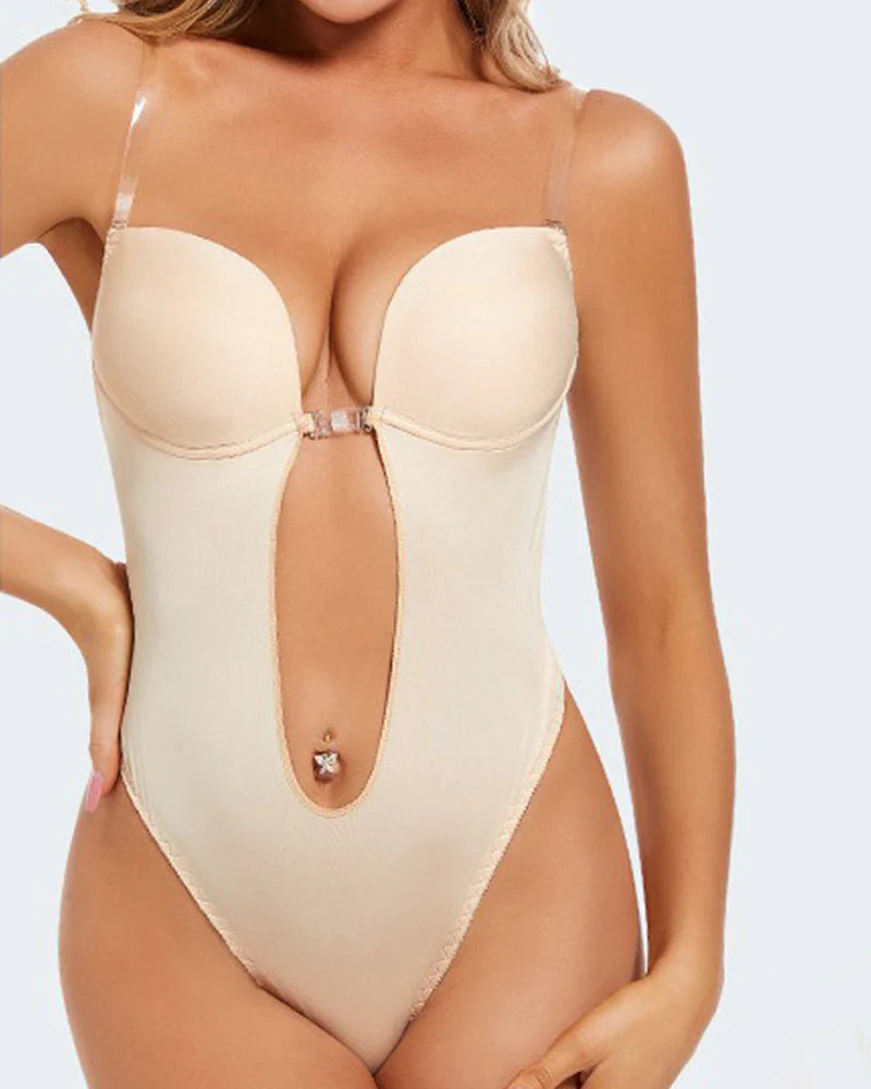 Elorie Deep Plunge Backless Shaping Bodysuit