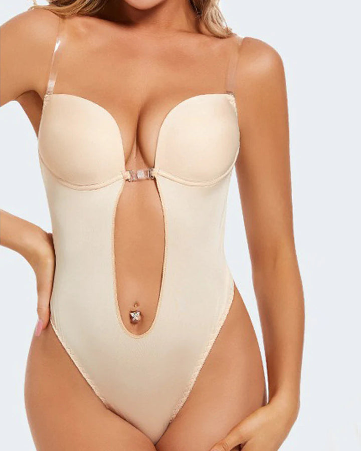 Elorie Deep Plunge Backless Shaping Bodysuit