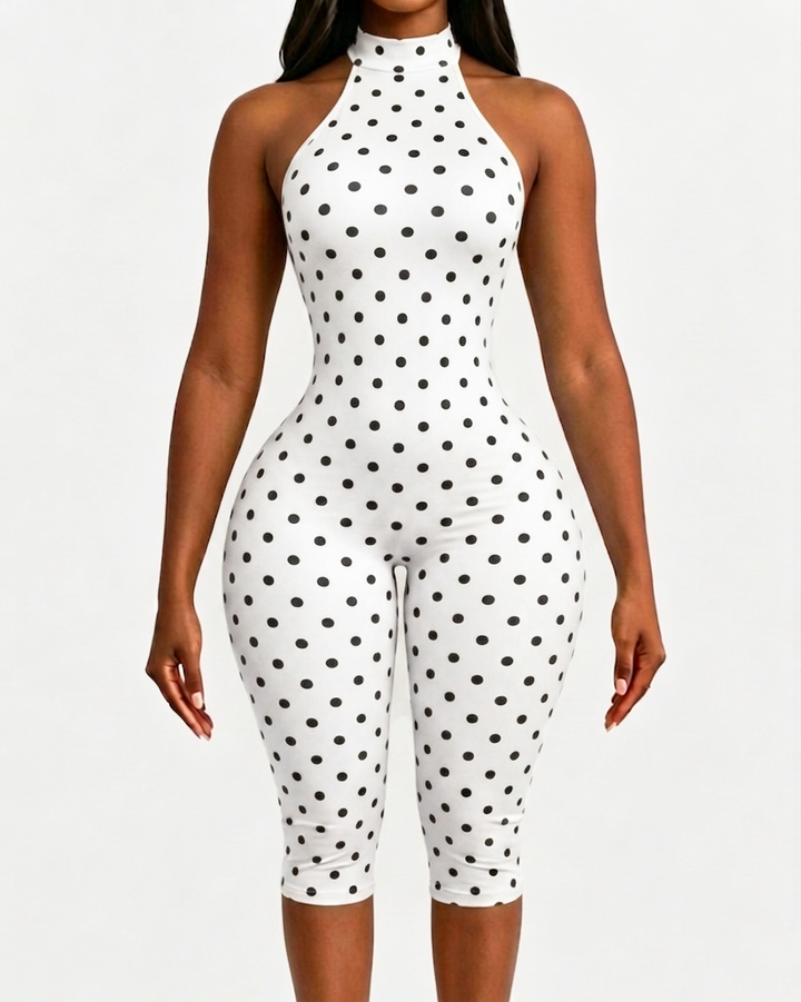 Etta Polka Dot Halter Capri Jumpsuit