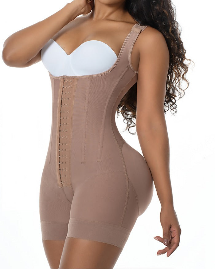 Henley Open-Bust Contour Shapewear Bodysuit