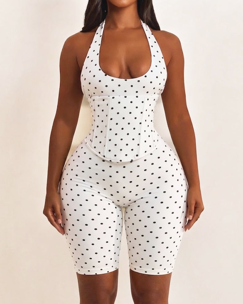 Luz Polka Dot Halter Romper Set