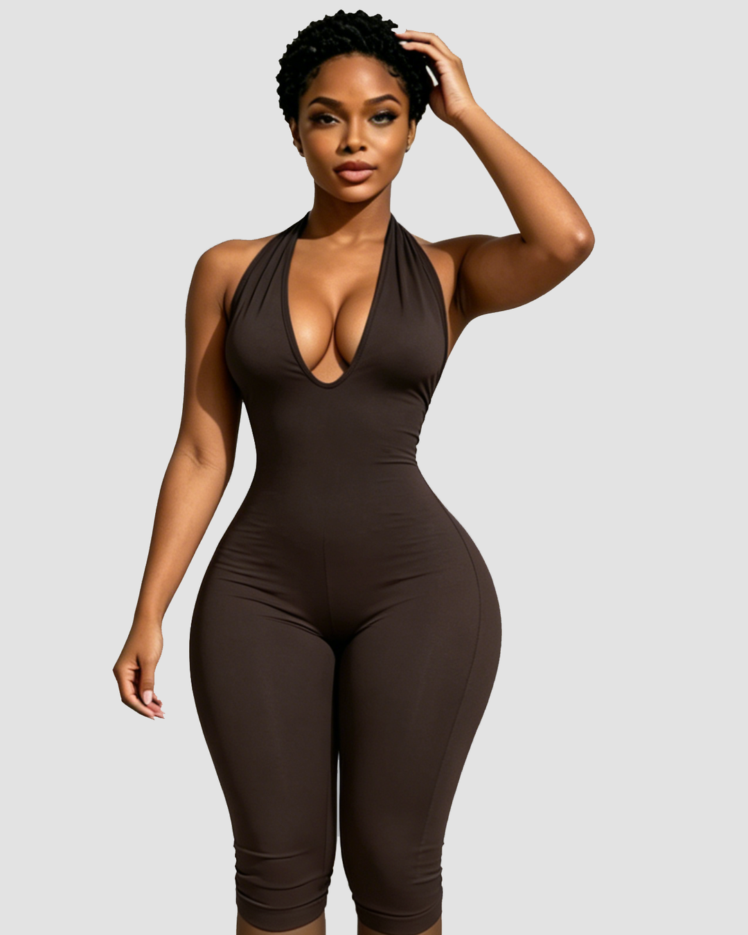 Glenda Polka Dot Halter Capri Jumpsuit