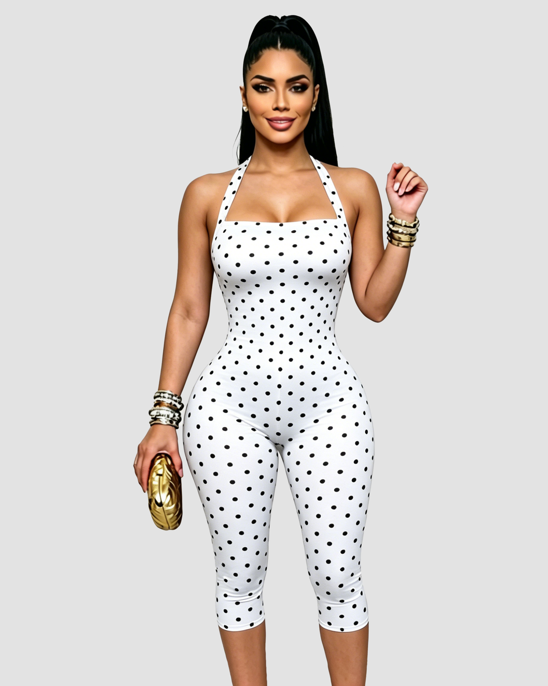 Aniya Polka Dot Capri Jumpsuit