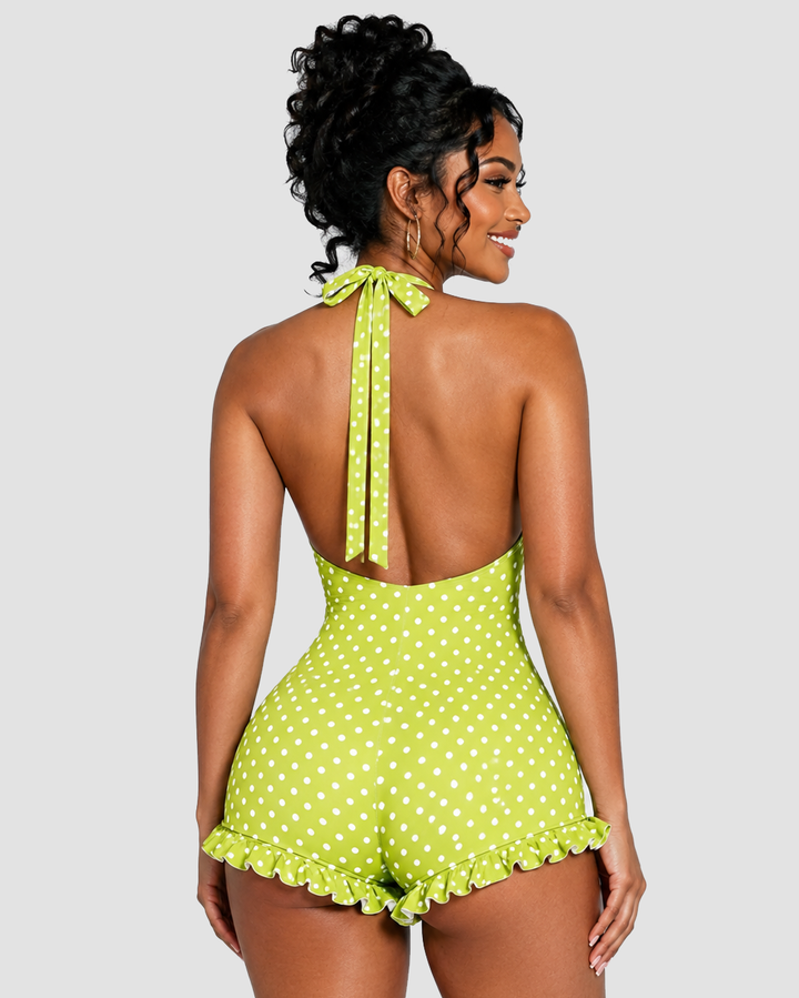 Ella Polka Dot Halter Swim Dress