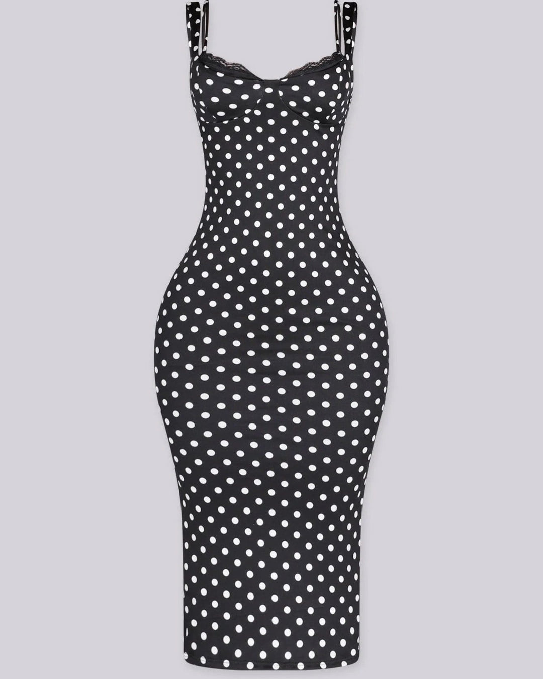 Lena Polka Dot Bodycon Midi Dress