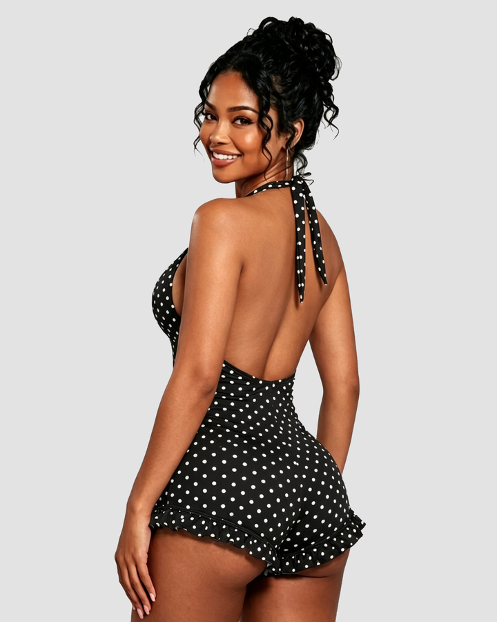 Ella Polka Dot Halter Swim Dress