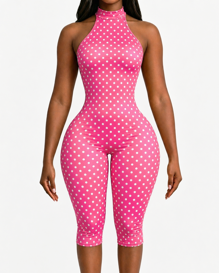 Etta Polka Dot Halter Capri Jumpsuit