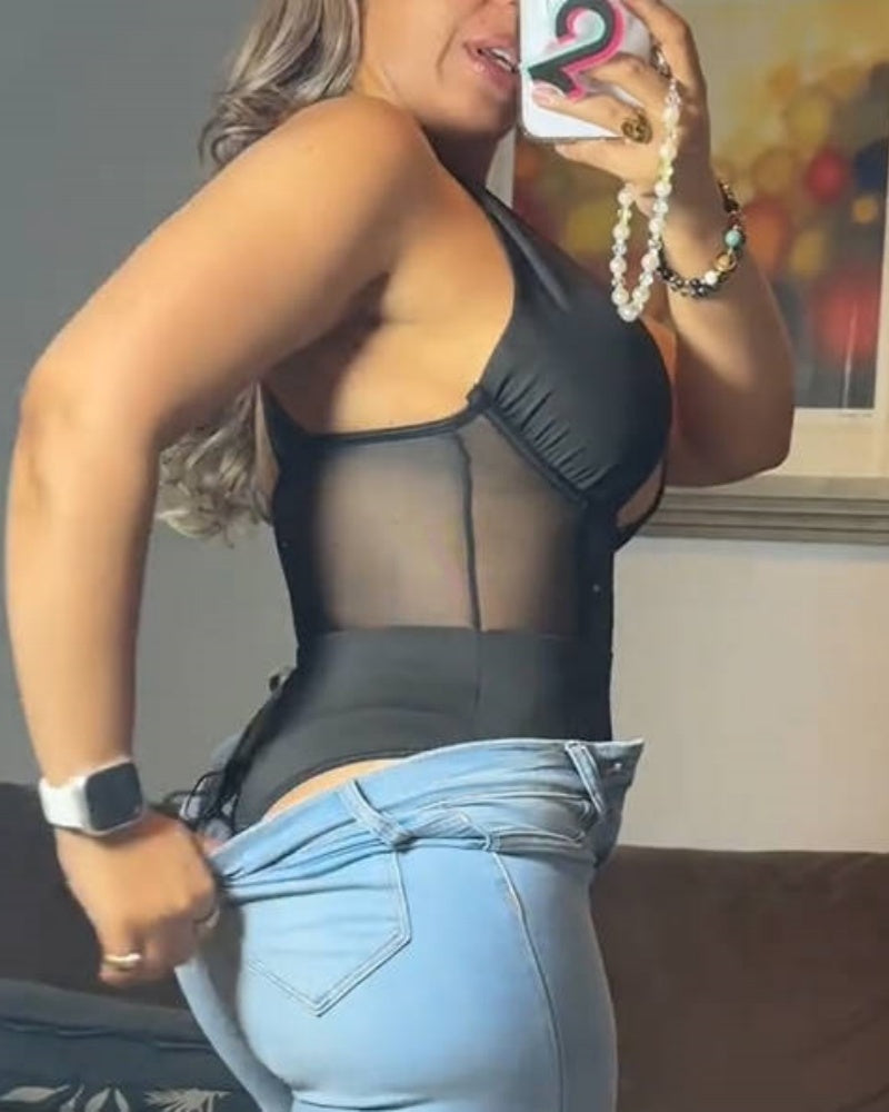 Talia Sheer Mesh Halter Bodysuit