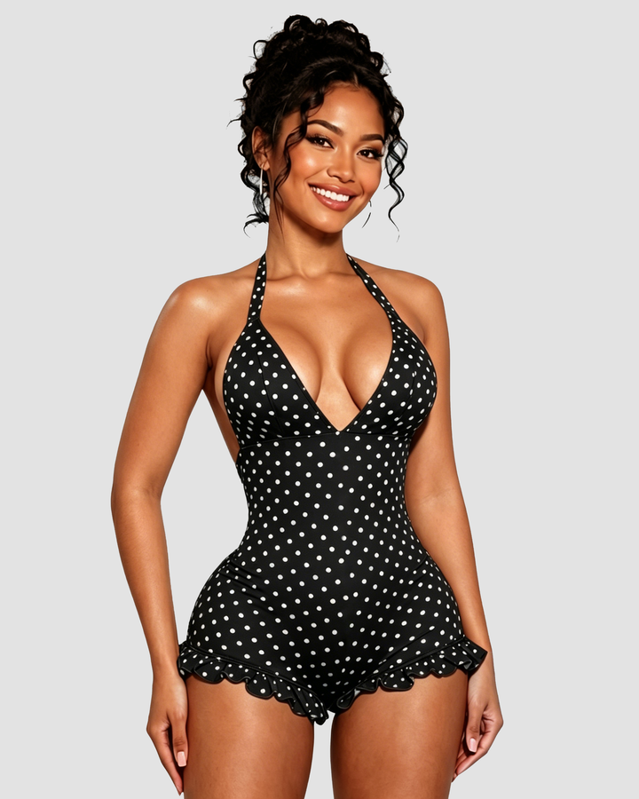 Ella Polka Dot Halter Swim Dress