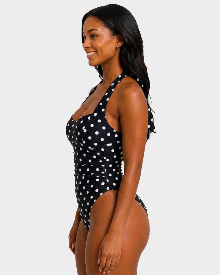 Nelly Polka Dot Halter One-Piece Swimsuit