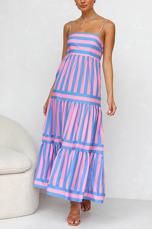 Jera Striped Tiered Midi Dress