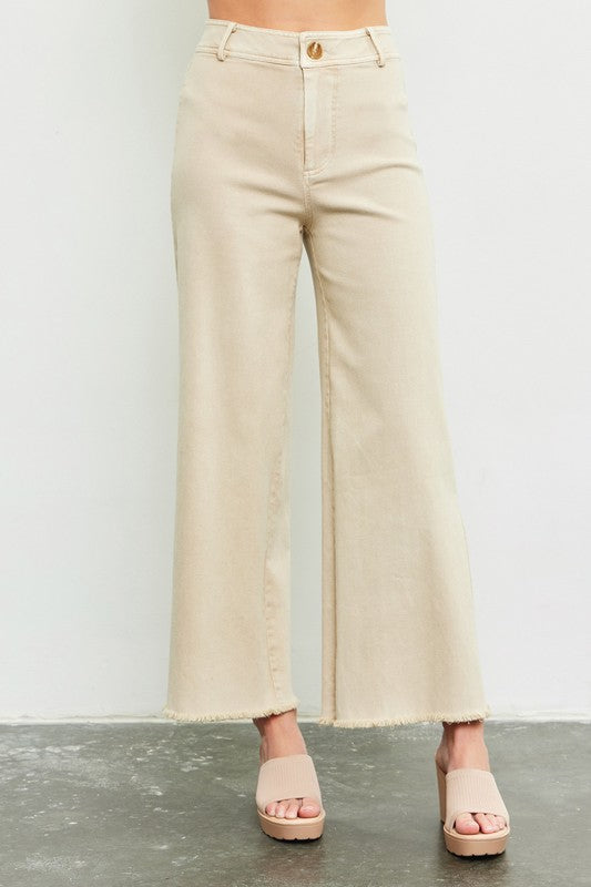 Gaia Raw Hem Wide Leg Jeans