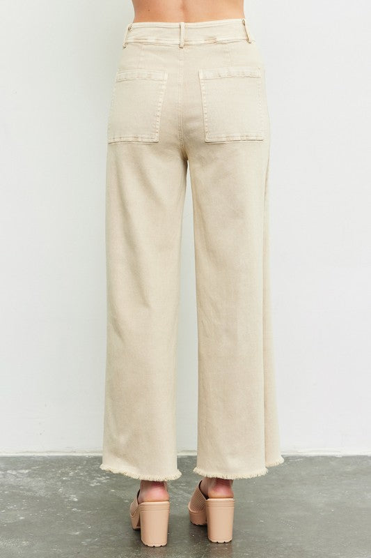 Gaia Raw Hem Wide Leg Jeans