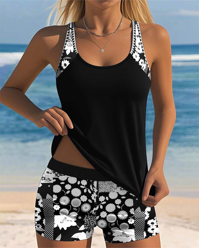 Melanie Coral Print Tankini Set