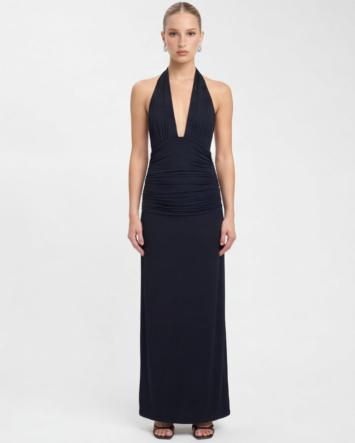 Amy Plunge Halter Maxi Dress