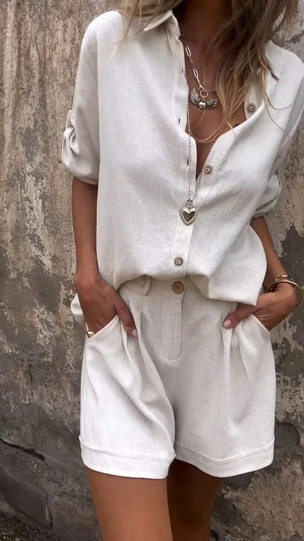 Jamie Linen Shirt Romper