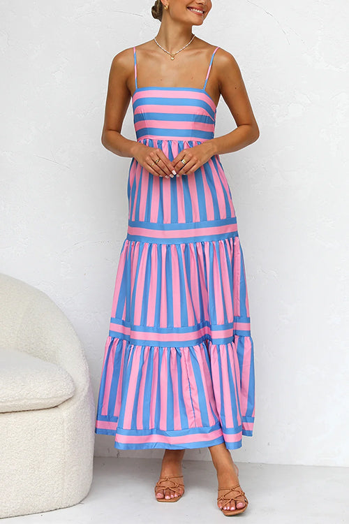 Jera Striped Tiered Midi Dress