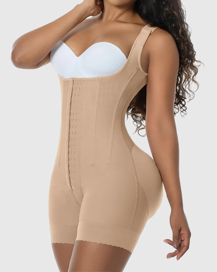 Henley Open-Bust Contour Shapewear Bodysuit