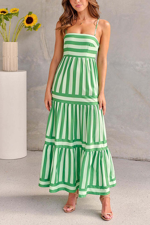 Jera Striped Tiered Midi Dress