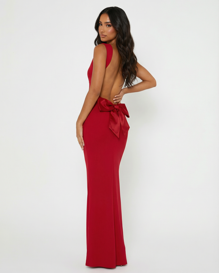 Novalie Open Back Bow Detail Maxi Dress