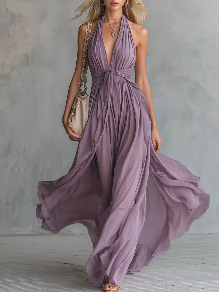 Jamaica Flowing Halter Maxi Dress