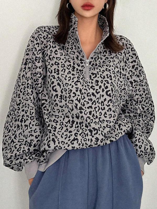 Chiara Animal Print Half Zip Pullover