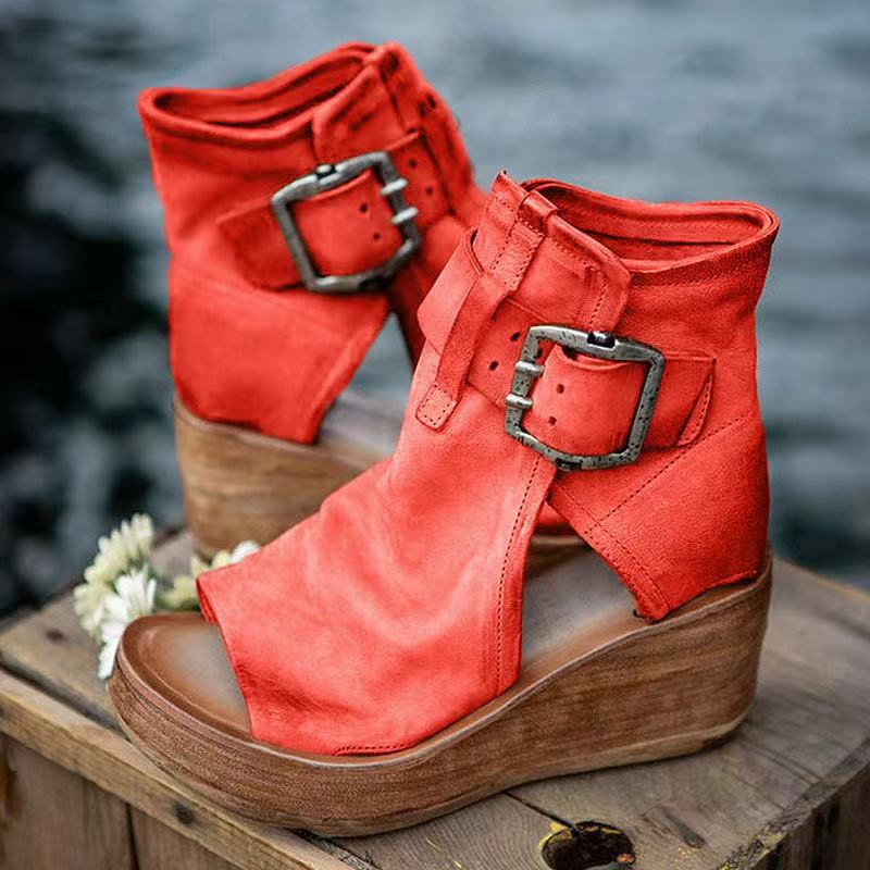 Dawn Sierra Buckle Wedge Booties