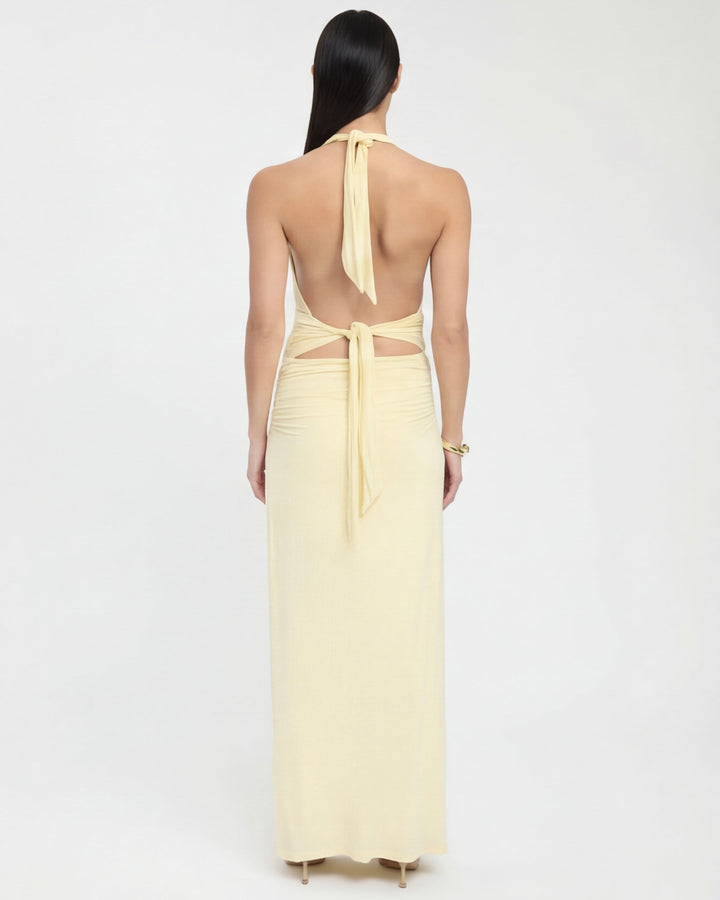 Amy Plunge Halter Maxi Dress