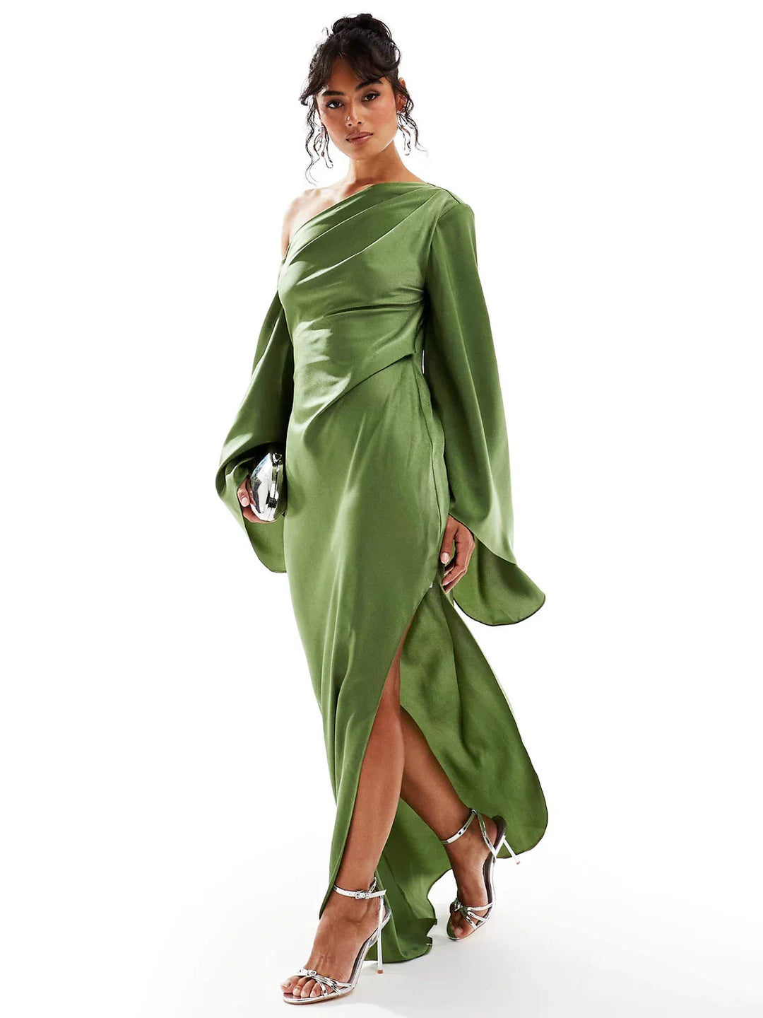 Evelia One-Shoulder Draped Maxi Dress