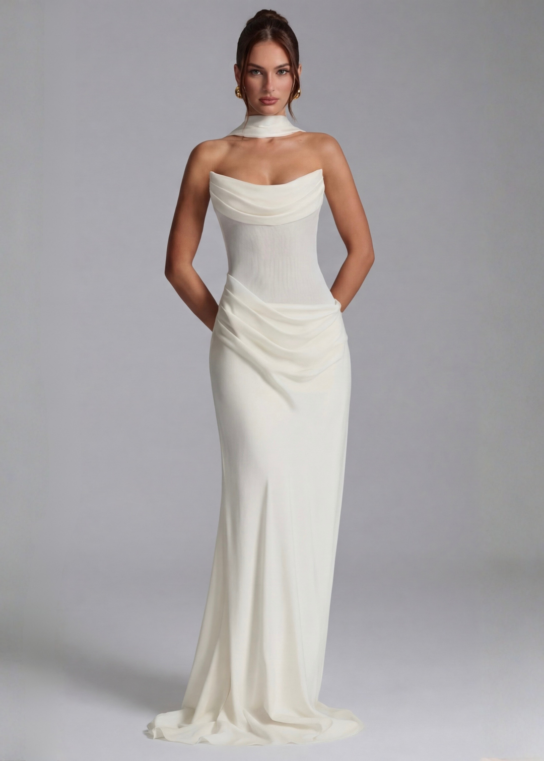 Estelle Sheer Drape Maxi Dress