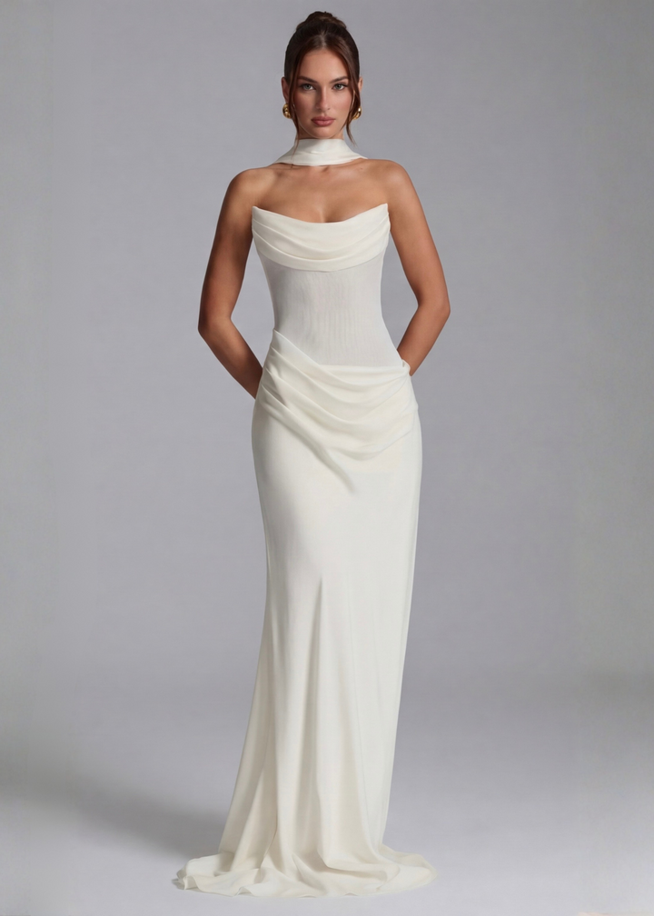 Estelle Sheer Drape Maxi Dress