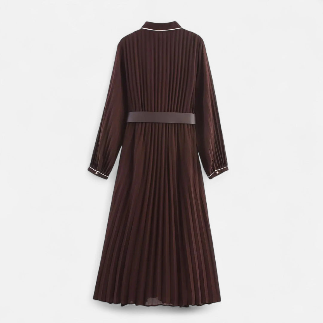 Effie Pleated Belted Shirt Midi Dress