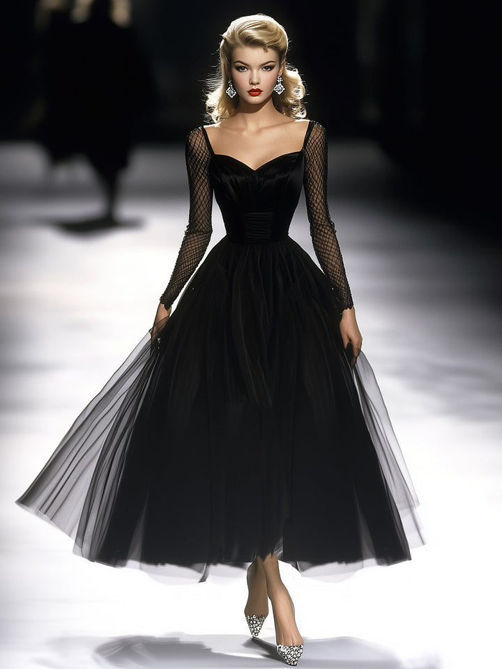 Arkisha Sheer Sleeve Tulle Midi Dress